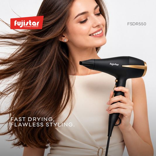 FUJISTAR Hair Dryer 2400W Diffuser, AC motor, ionic function, 2 speeds, 3 heat settings, cool shot function