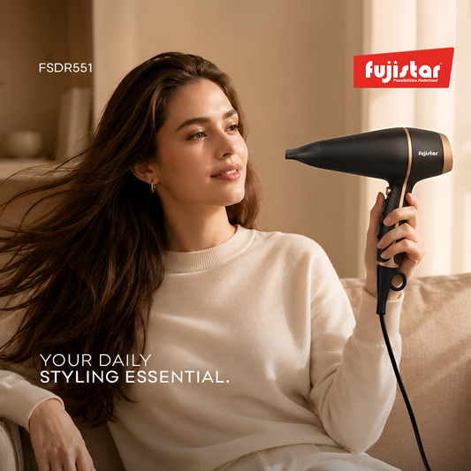 FUJISTAR Professional Hair Dryer 1800W, AC motor, 2 speeds, 3 temperature settings, cool function, 2 concentrators