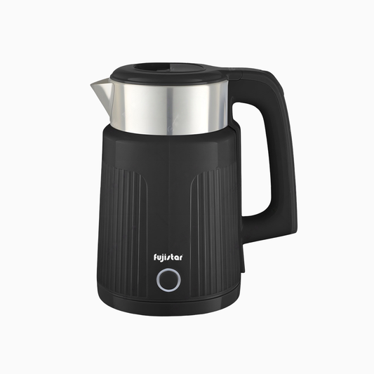 Fujistar 1.8l stainless steel colorful double wall electric kettle seamless design 1500w