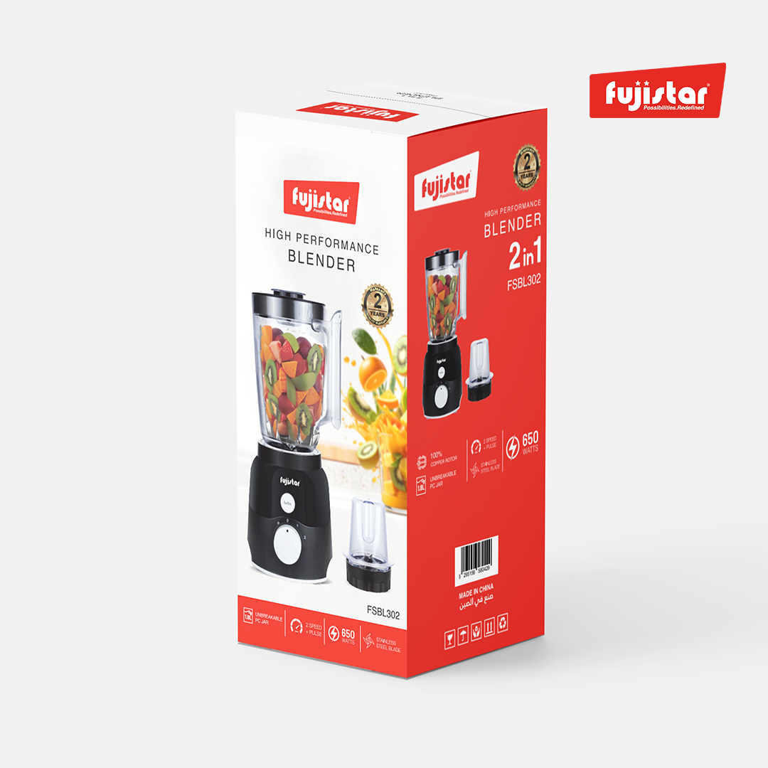 Fujistar 2 in 1 Juicer / Blender Premium 650w 1.8 L Unbreakable Jar