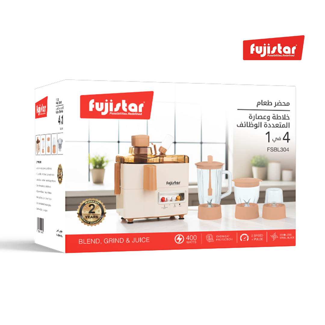 Fujistar 4 in 1 Food Processor 600w 1 L Plastic Jar