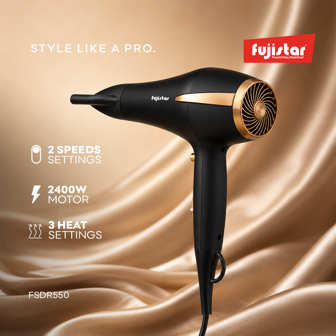 FUJISTAR  Hair Dryer 2400W Diffuser, AC motor, ionic function, 2 speeds, 3 heat settings, cool shot function