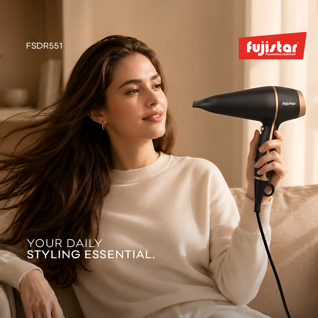 FUJISTAR Professional Hair Dryer 1800W, AC motor, 2 speeds, 3 temperature settings, cool function, 2 concentrators
