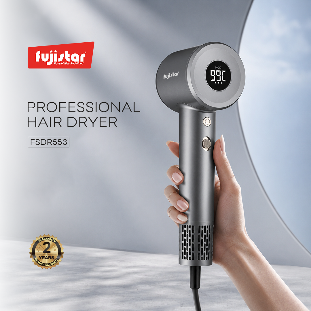 FUJISTAR Professional Hair Dryer 1600W, BLDC motor, 2 speeds, overheating protection, LED, ionic function, magnetic air nozzle