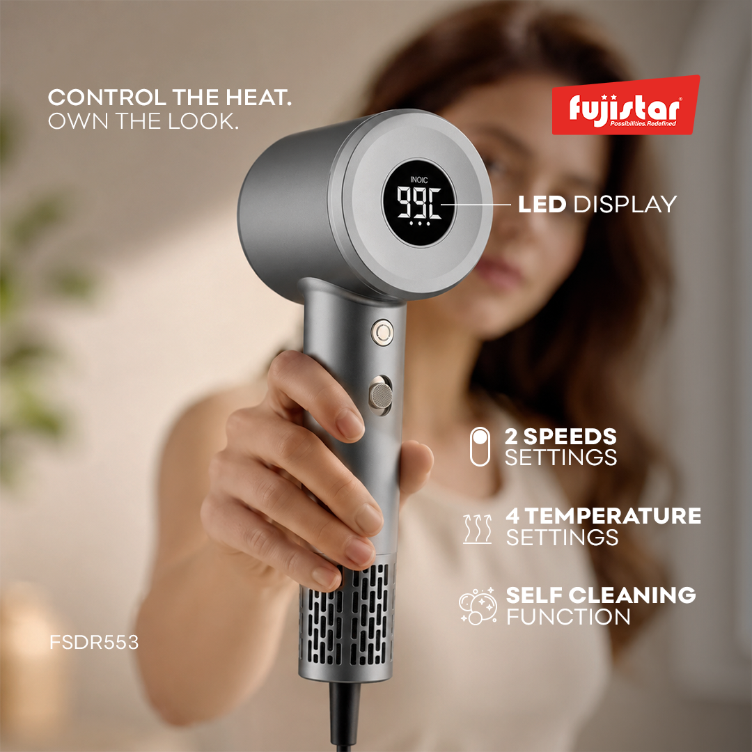 FUJISTAR Professional Hair Dryer 1600W, BLDC motor, 2 speeds, overheating protection, LED, ionic function, magnetic air nozzle