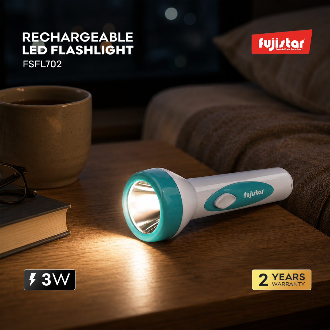 مصباح يدوي LED قابل لإعادة الشحن من فوجيستار – 3 واط، بطارية ليثيوم 1500 مللي أمبير