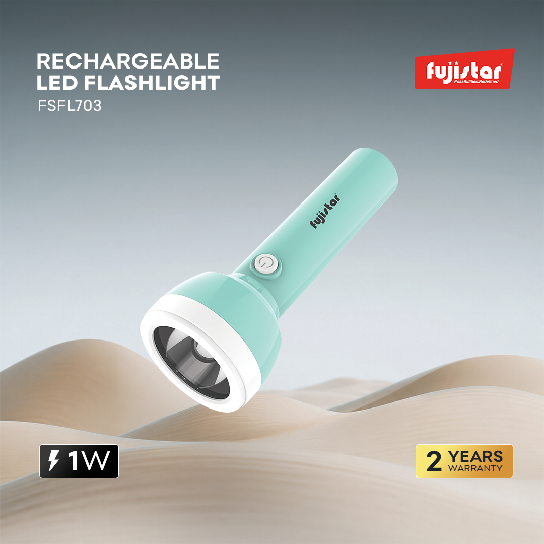 مصباح يدوي LED قابل لإعادة الشحن من فوجيستار – 1 واط، بطارية 1200 مللي أمبير