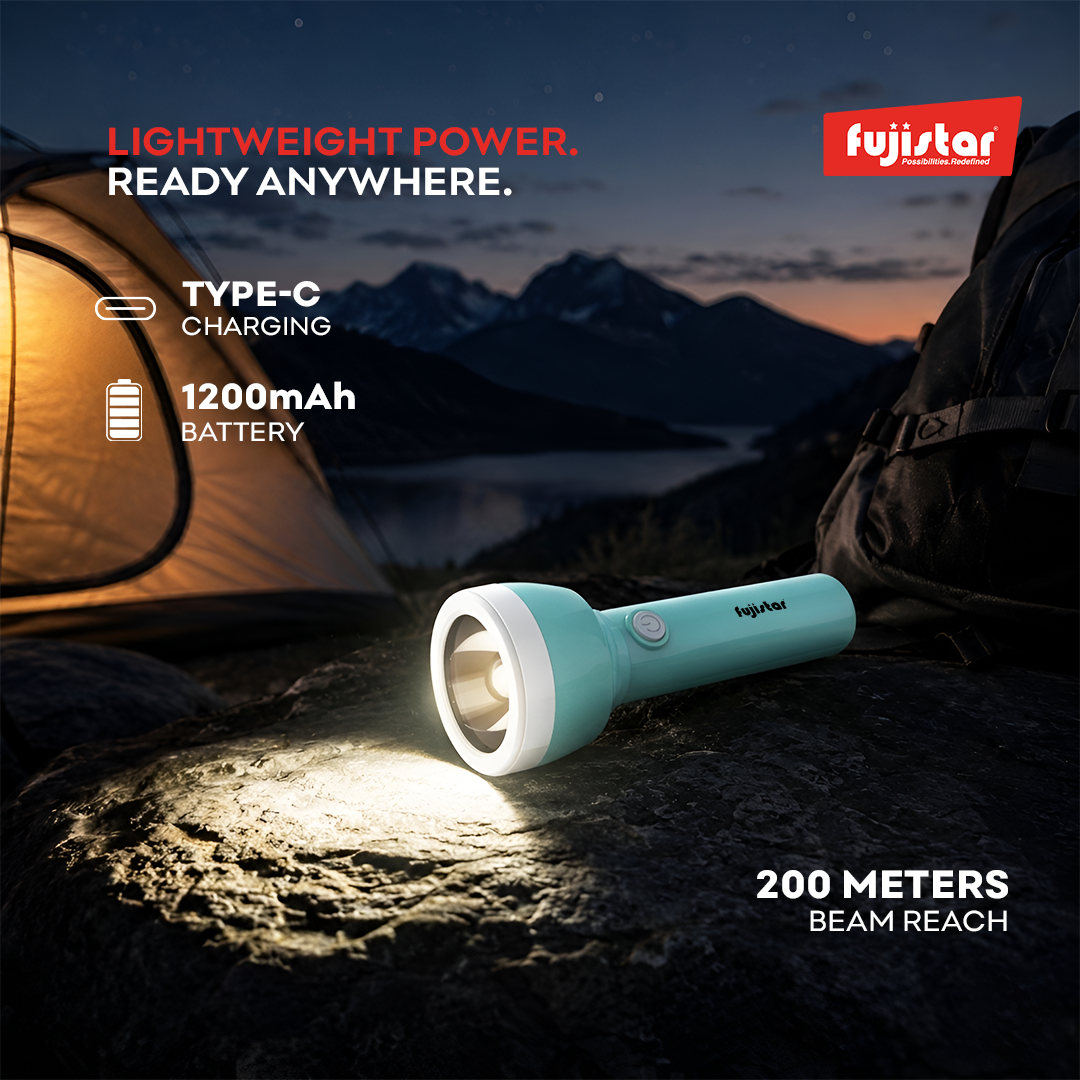 مصباح يدوي LED قابل لإعادة الشحن من فوجيستار – 1 واط، بطارية 1200 مللي أمبير