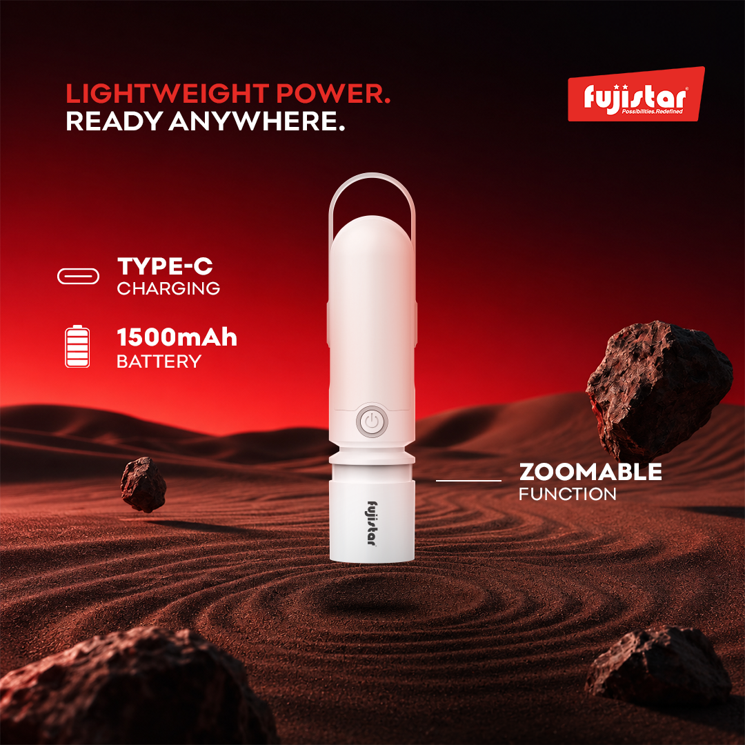 مصباح يدوي LED قابل لإعادة الشحن من فوجيستار - 3 واط، بطارية 1500 مللي أمبير