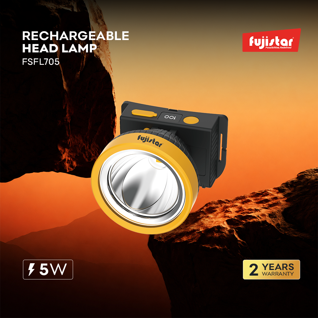 مصباح رأس قابل لإعادة الشحن من فوجيستار – 5 واط LED، 8000-10000 كلفن، بطارية 1200 مللي أمبير