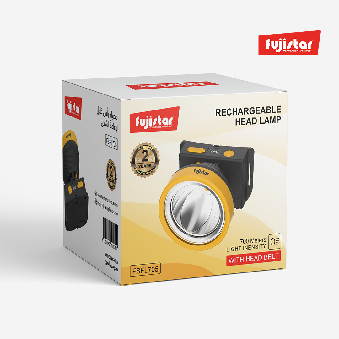 مصباح رأس قابل لإعادة الشحن من فوجيستار – 5 واط LED، 8000-10000 كلفن، بطارية 1200 مللي أمبير