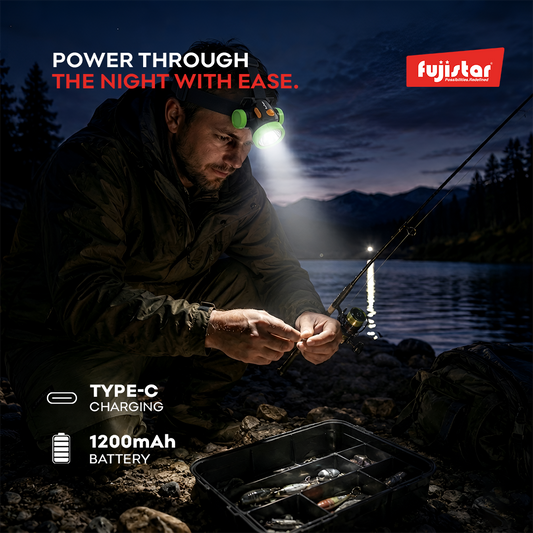 FUJISTAR Rechargeable Headlamp – 1W LED, 1200mAh Battery