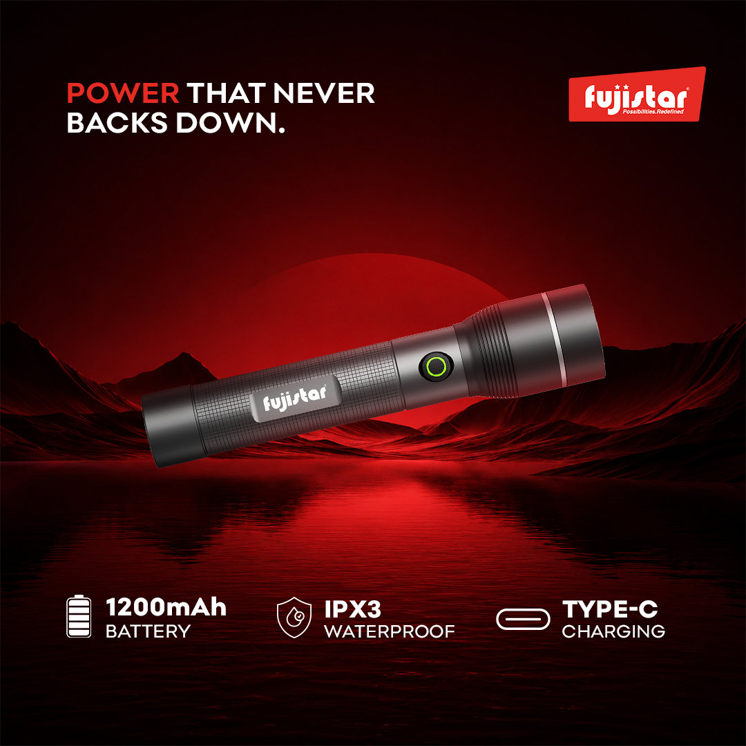 FUJISTAR Flashlight 10W White Laser LED – IPX3 Waterproof, 1×18650 Battery, 1200mAh