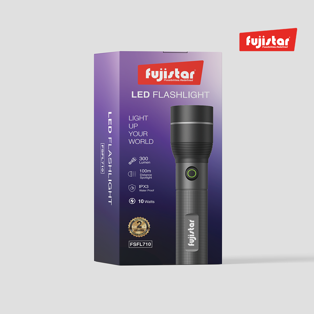 FUJISTAR Flashlight 10W White Laser LED – IPX3 Waterproof, 1×18650 Battery, 1200mAh