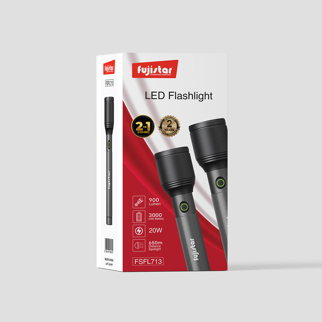 FUJISTAR Flashlight 20W White Laser LED – 1×21700 Battery, 3000mAh (3-Pack)