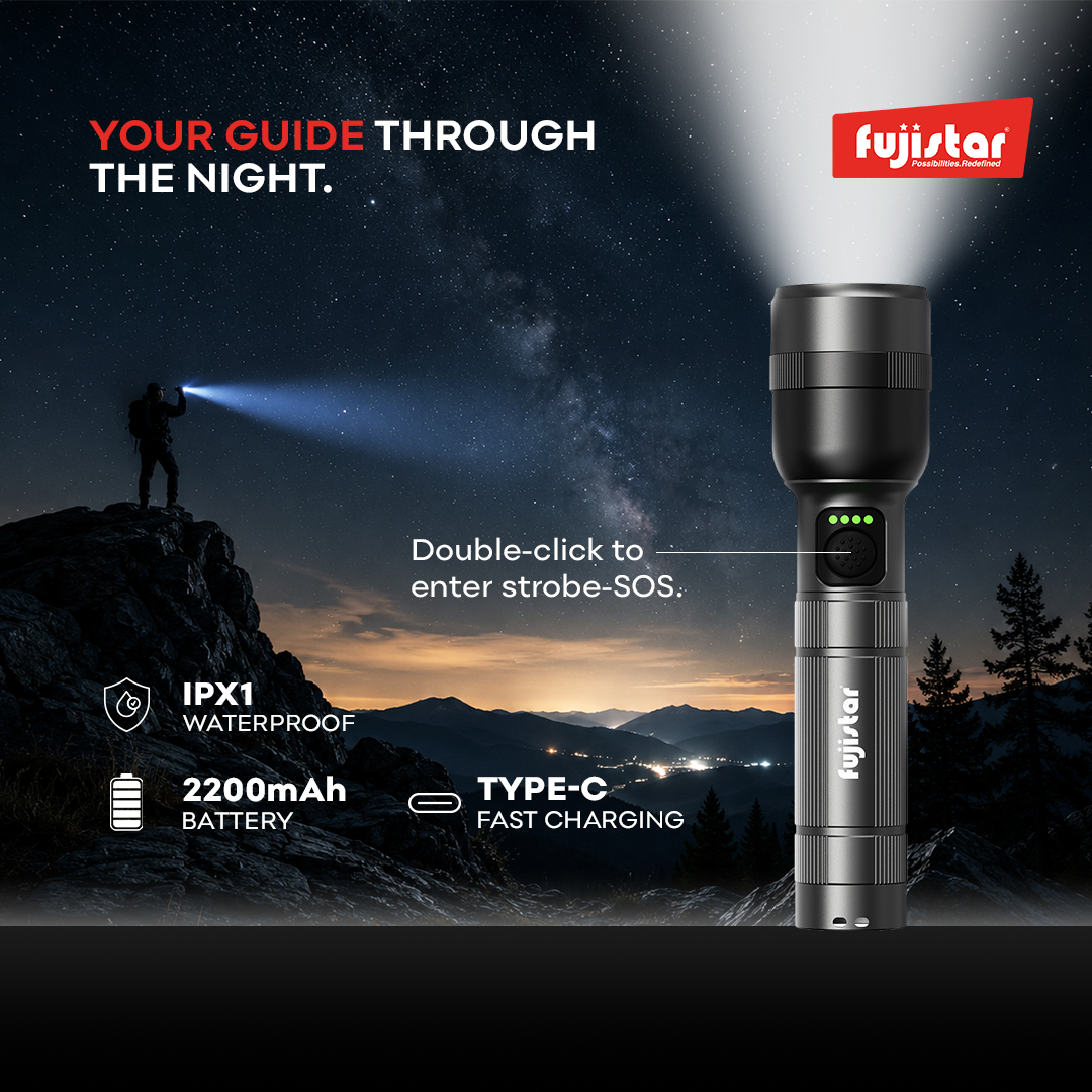 FUJISTAR Flashlight 20W White Laser LED – IPX1 Waterproof, 1×18650 Battery, 2200mAh