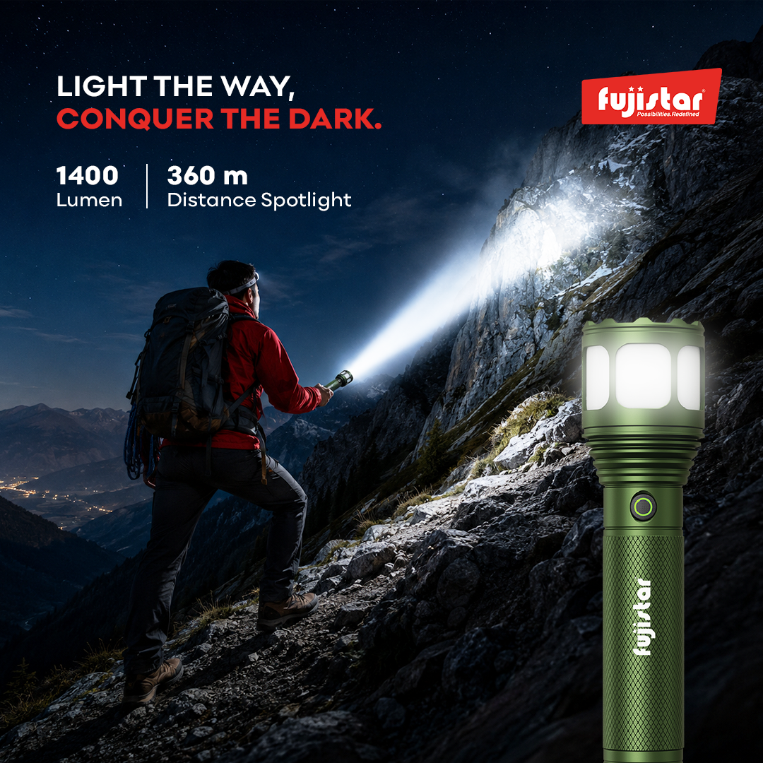 FUJISTAR Flashlight 20W White Laser LED – IPX4 Waterproof, 21700 Battery, 4000mAh