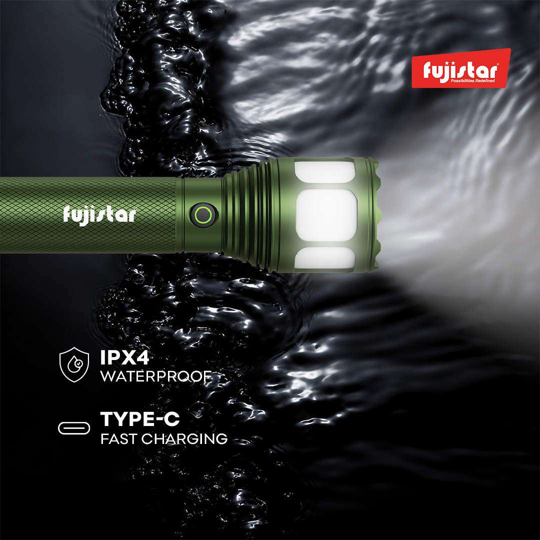 FUJISTAR Flashlight 20W White Laser LED – IPX4 Waterproof, 21700 Battery, 4000mAh