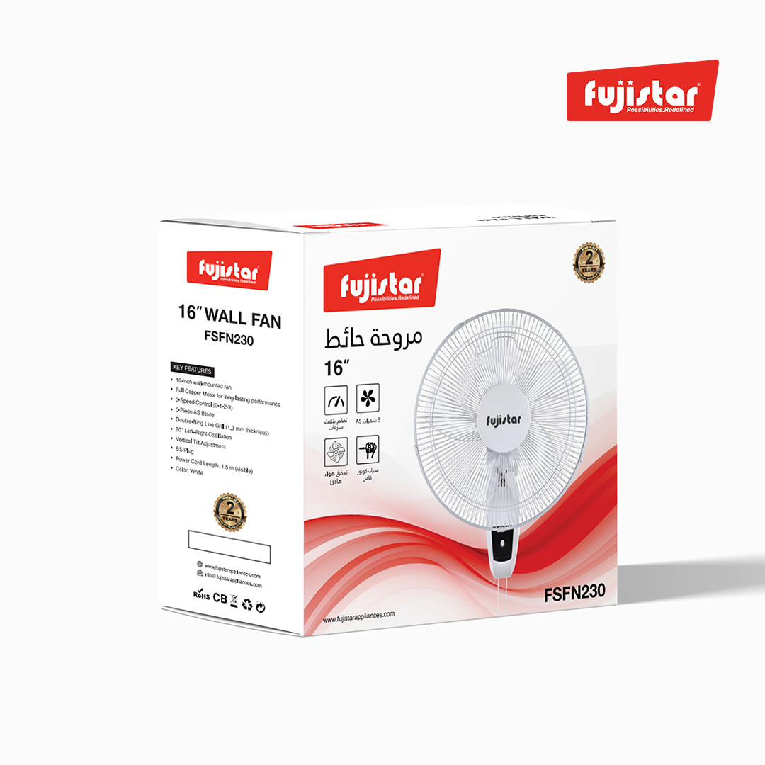 Fujistar wall fan 55w 16 inch size full copper motor