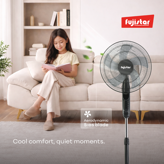 Fujistar Pedestal Fan 60w 16 inch size with remote control and 7.5 hours timer full copper motor