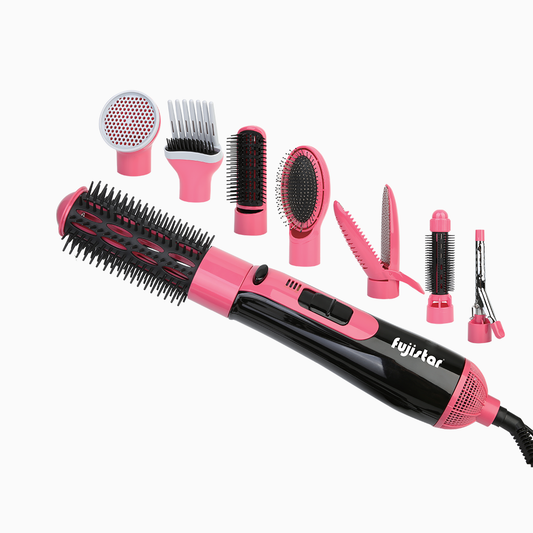 FUJISTAR 8-in-1 Hot Air Hair Styler Brush – 800W DC Motor, Multi-Styling Set