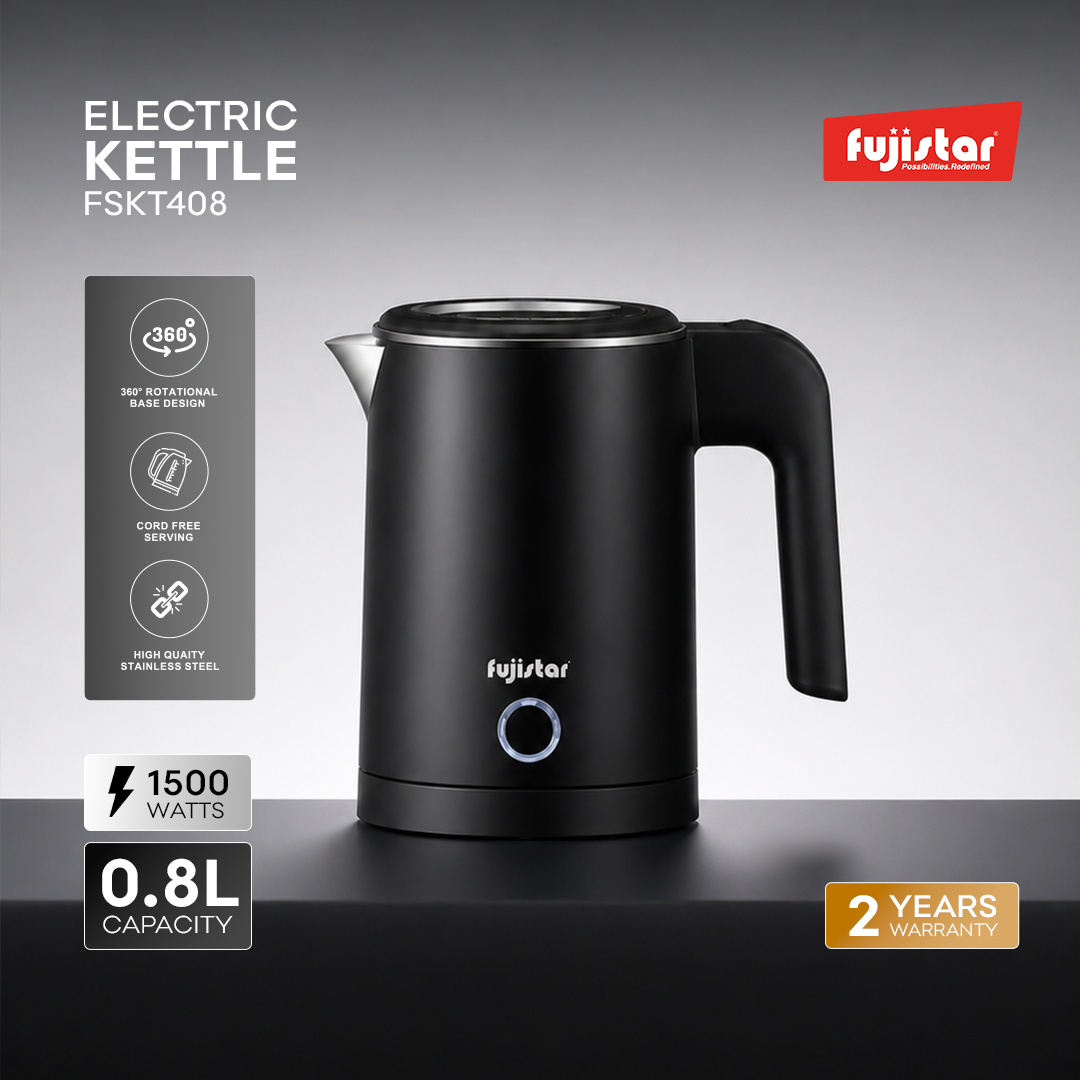 Fujistar 0.8L double wall steel seamless kettle 1500w