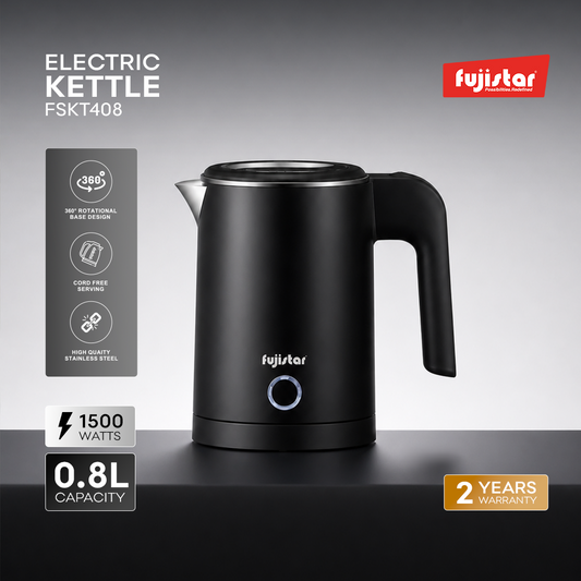 Fujistar 0.8L double wall steel seamless kettle 1500w