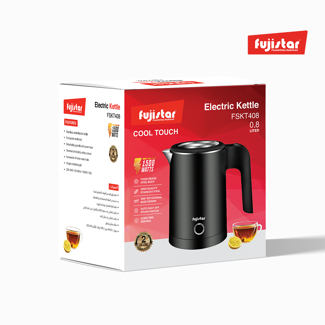 Fujistar 0.8L double wall steel seamless kettle 1500w