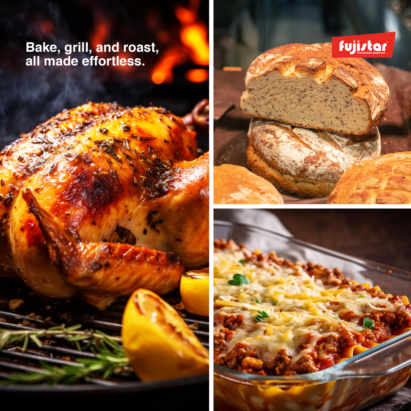 Fujistar Electric Oven Capacity: 45l, 4 pcs heating element, rotisserie, convection, inside lamp, 2000w