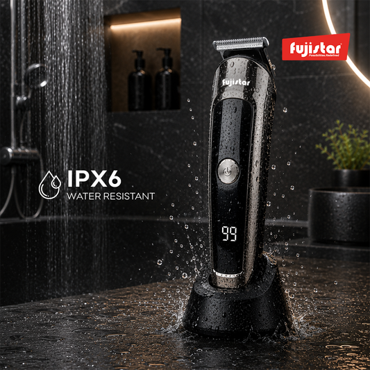 ماكينة حلاقة شعر قابلة لإعادة الشحن من فوجيستار، مقاومة للماء بمعيار IPX6، وشاشة LED