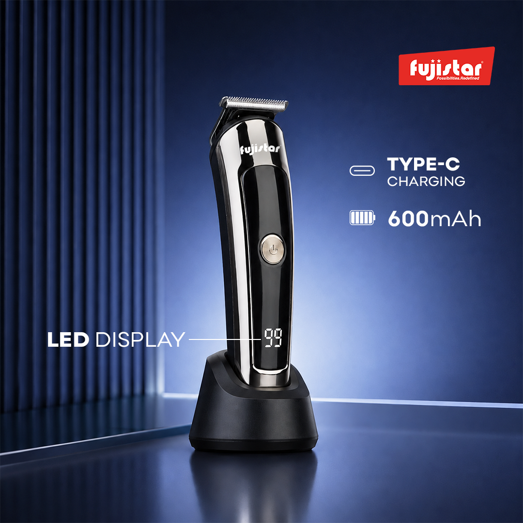 ماكينة حلاقة شعر قابلة لإعادة الشحن من فوجيستار، مقاومة للماء بمعيار IPX6، وشاشة LED