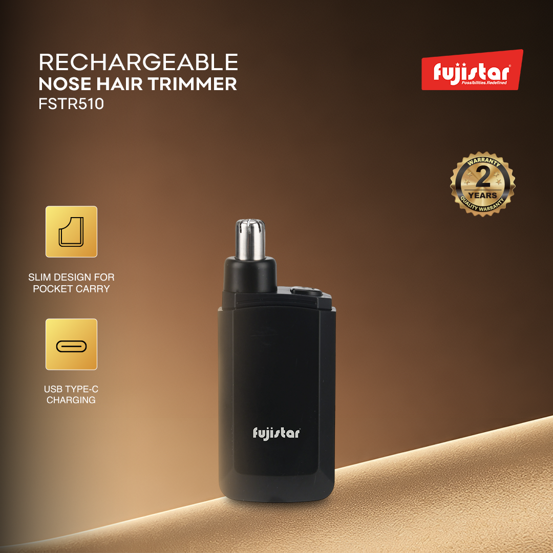 FUJISTAR Rechargeable Nose Hair Trimmer Input: 5V 100mAh lithium battery On/off switch TYPE C charging
