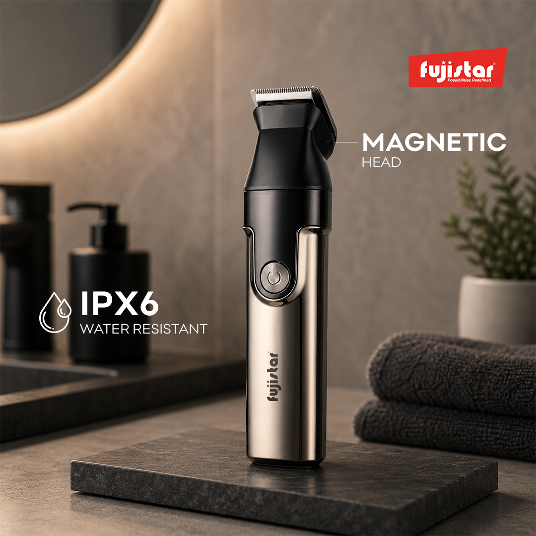 مجموعة العناية الشخصية الرجالية 6 في 1 من فوجيستار، مقاومة للماء بمعيار IPX6، شاشة LED، بطارية 1200 مللي أمبير